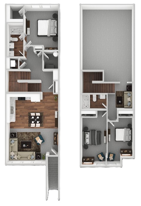 Floor plan for 3 beds, 2 baths, 1385 sqft